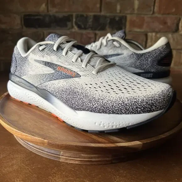 Brooks Ghost 16 Men's 13 White Peacoat Orange Road Running